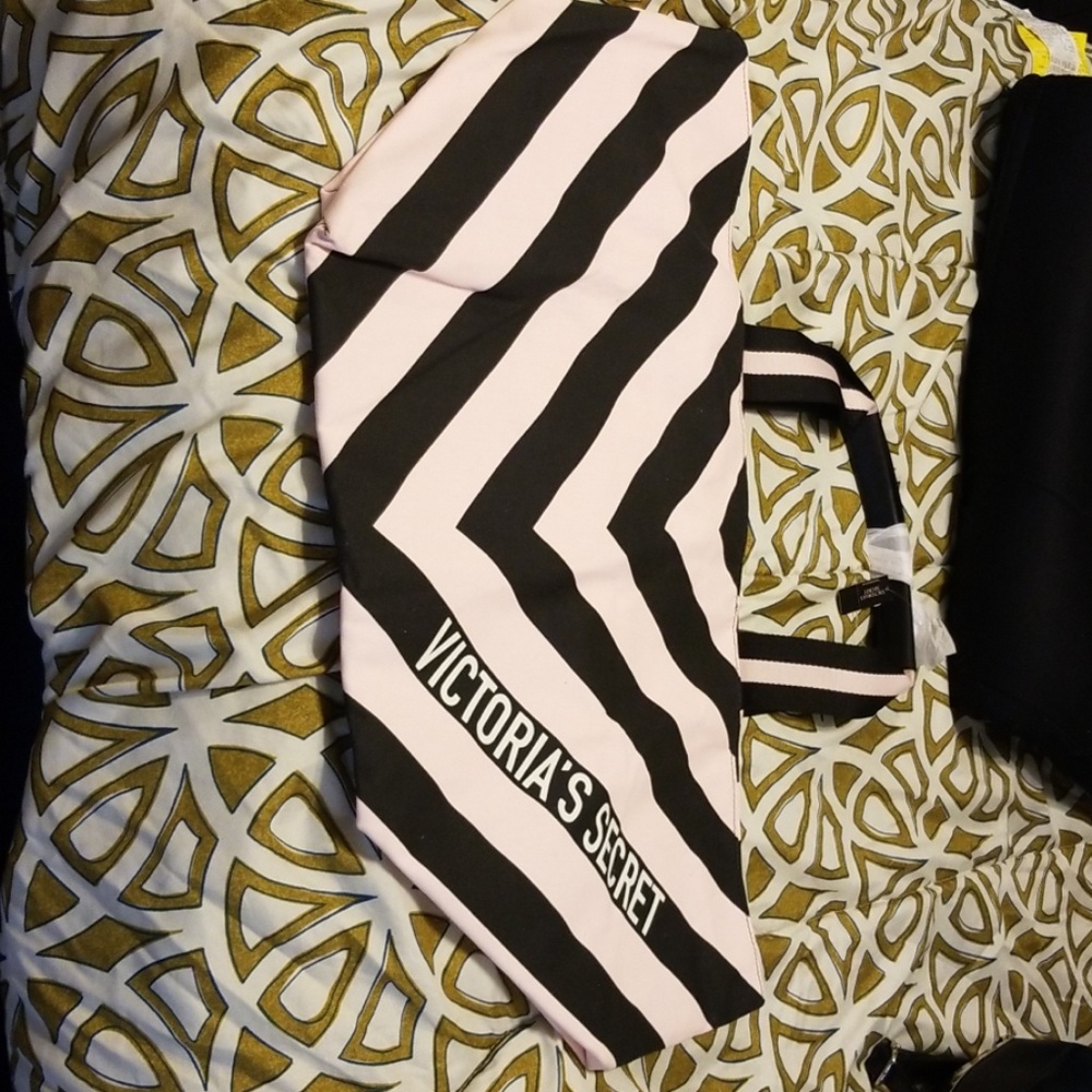 Victoria's Secret Pink & Black Canvas Tote.